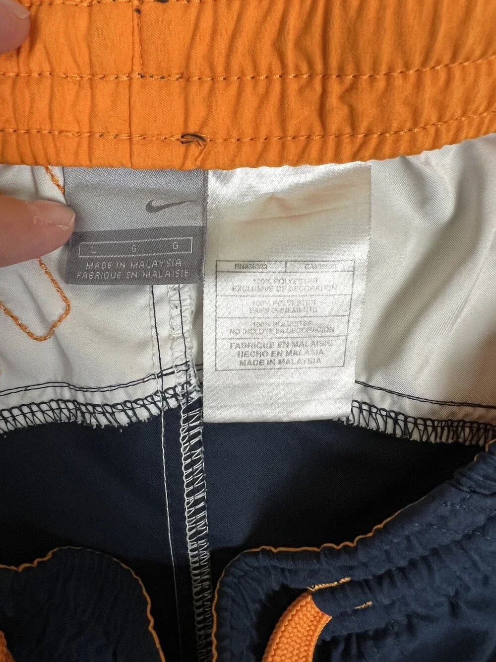 Vintage Nike Swim Board Trunks Size Large Orange Blue Y2K Surf